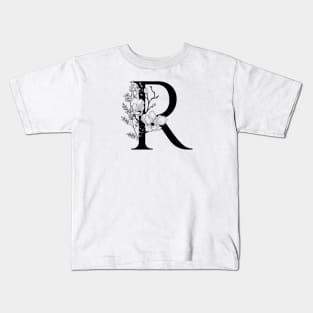 Letter R Monogram - Floral Initial Kids T-Shirt